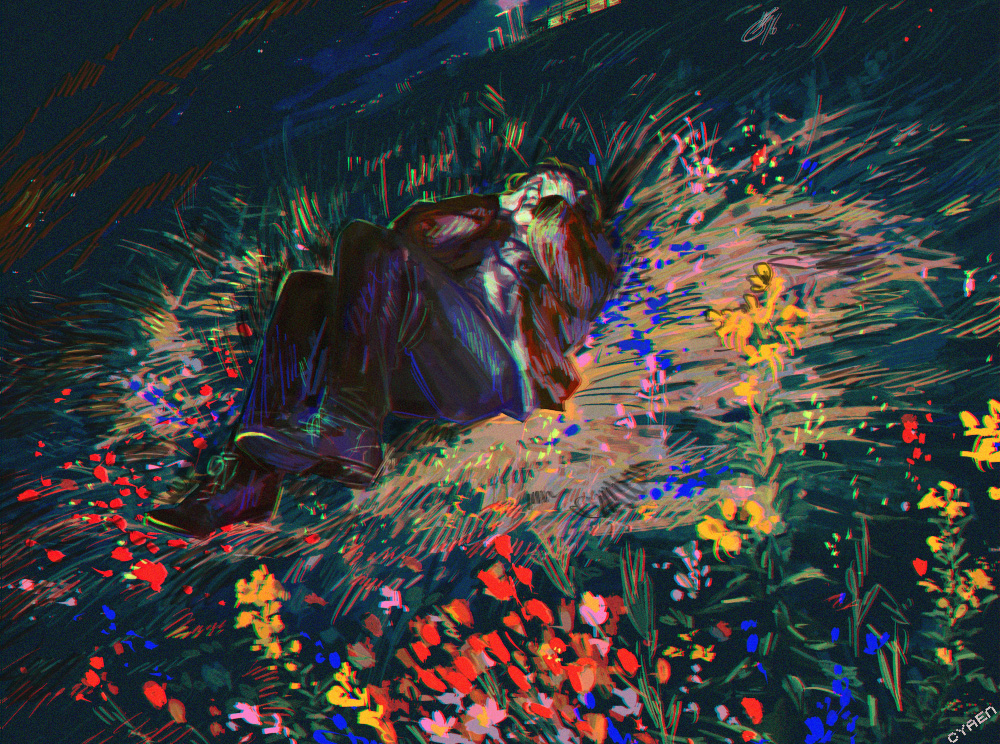 32 Jagrit on the grass night outside